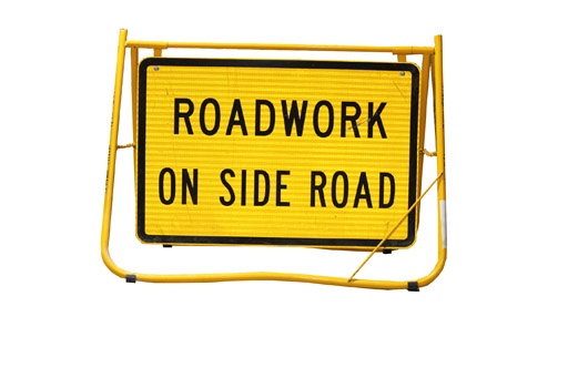 Road Work on Side of Road complete with stand