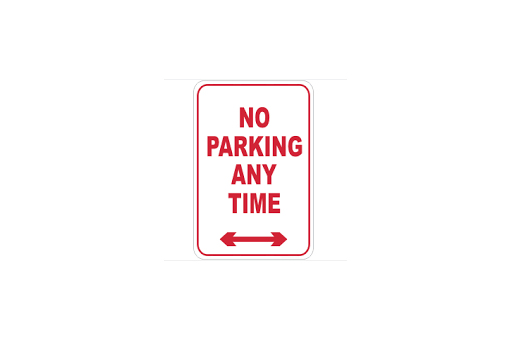 NO PARKING ANY TIME <-------->