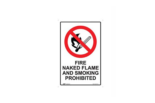 FIRE NAKED FLAME & SMOKING PROHIBITED