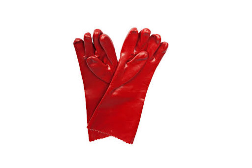 GLOVES PVC ELBOW LENGTH RED